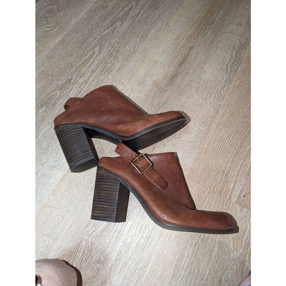 Lucky Brand Machiko Booties Womens 8.5 Brown Leather Distressed Stacked Heeled M - Picture 12 of 13
